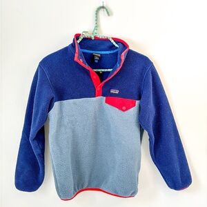 Patagonia Kids' Lightweight Synchilla Snap-T Fleece Pullover - Navy & Grey
